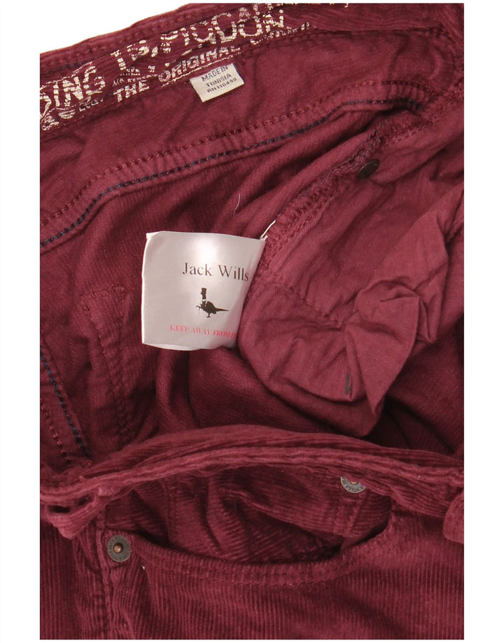 Calça feminina JACK WILLS de veludo cotelê W30 L32 algodão borgonha