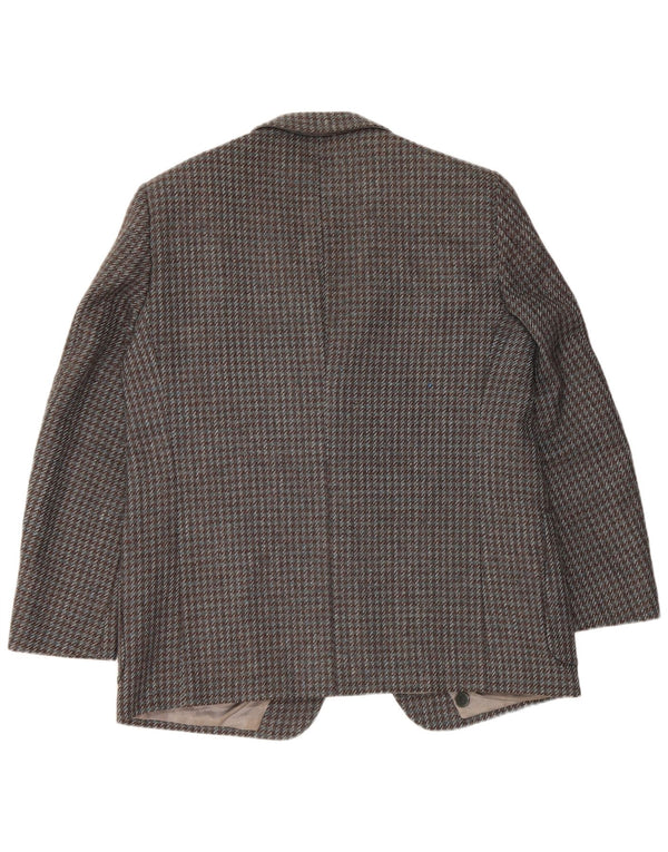 Jaqueta blazer masculina VINTAGE com 2 botões Reino Unido 38 Houndstooth cinza médio
