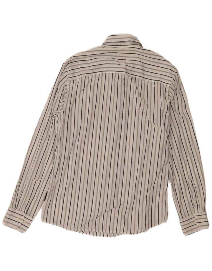 Camisa masculina Sergio Tacchini grande algodão listrado branco