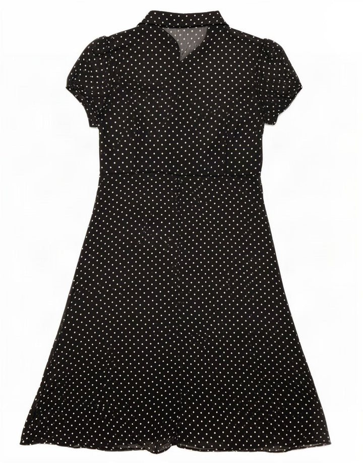 Vestido feminino Marks & Spencer transparente evasê Reino Unido 14 médio preto manchado