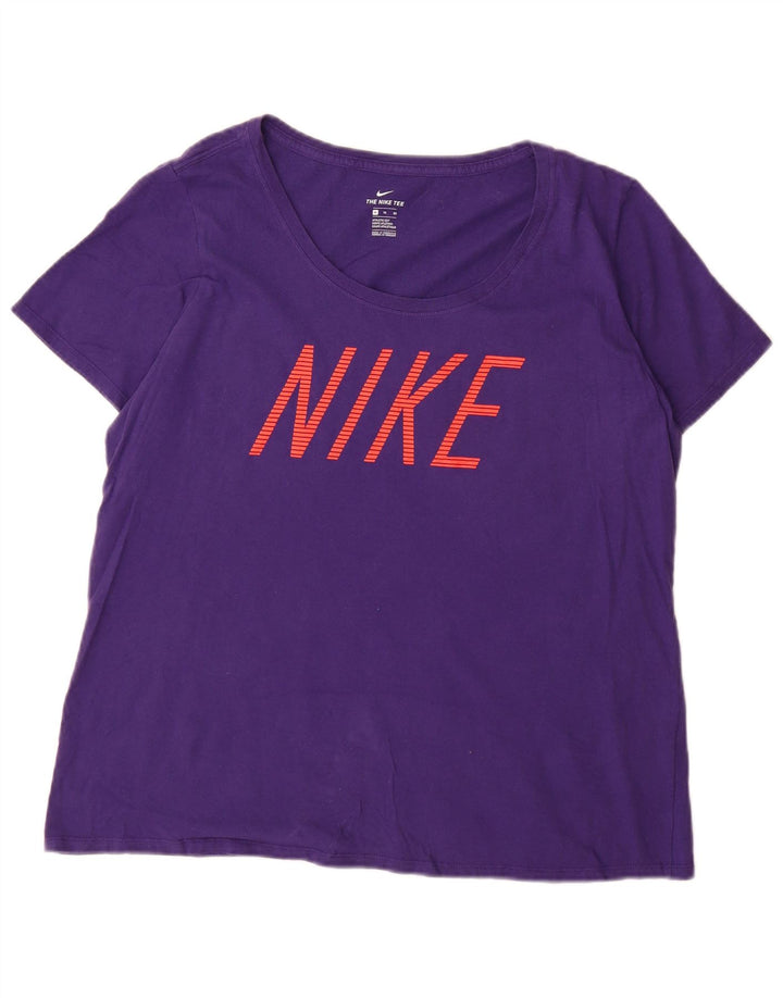 Camiseta feminina NIKE com corte atlético gráfico UK 18 XL algodão roxo