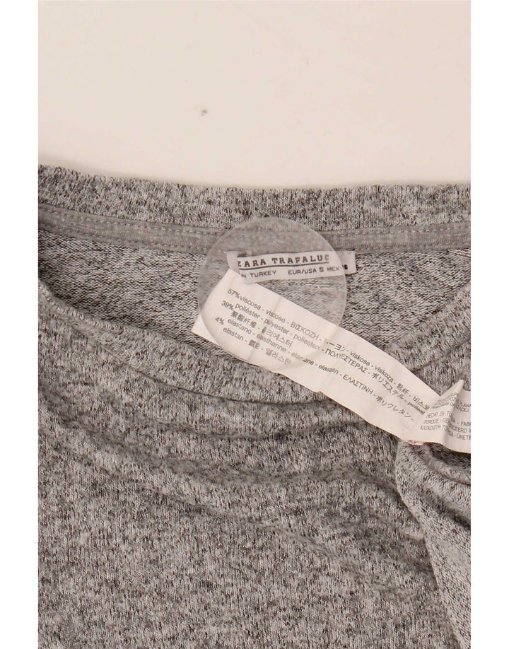 Camiseta feminina grande da Zara UK 10 pequena viscose manchada cinza