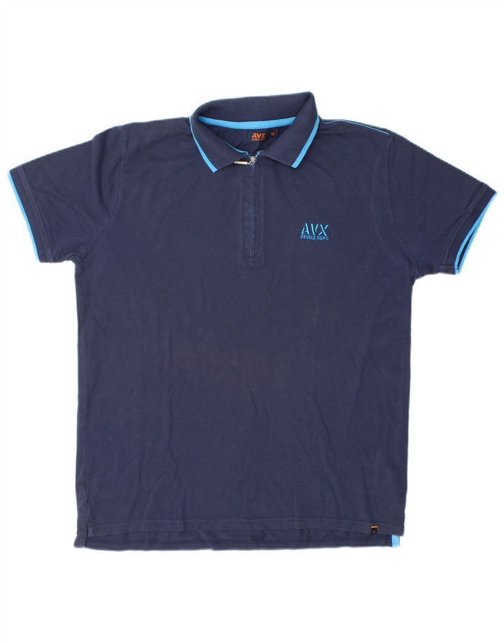 Camisa polo masculina AVIREX de algodão azul marinho médio