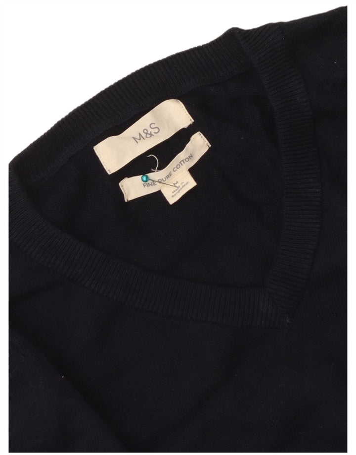 Suéter masculino Marks & Spencer com decote em V médio azul marinho