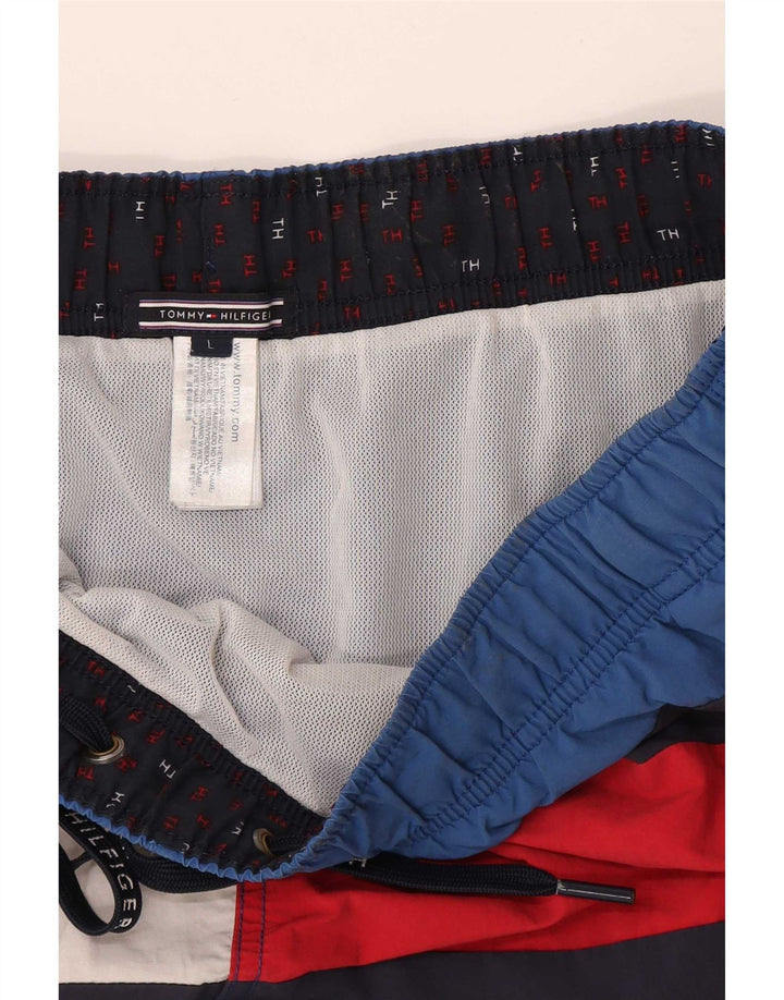 Shorts de natação masculino Tommy Hilfiger grande azul colorblock poliamida