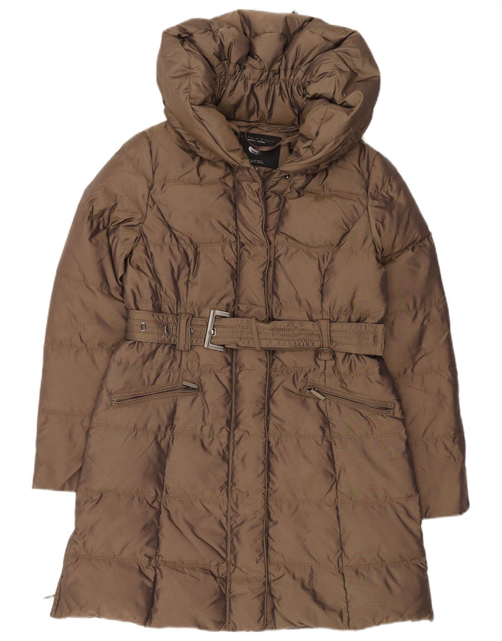 Casaco acolchoado feminino Zara UK 14 médio marrom nylon