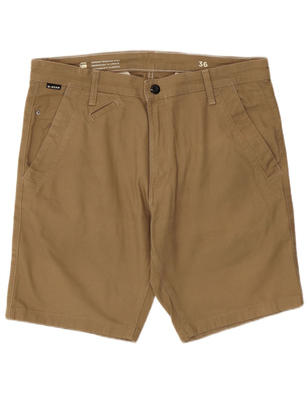 G-Star Mens Chino Shorts W36 Grande Algodão Cáqui