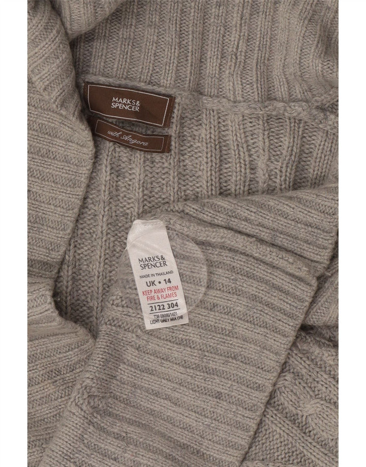 Suéter cardigã feminino Marks & Spencer Reino Unido 14 grande cinza acrílico