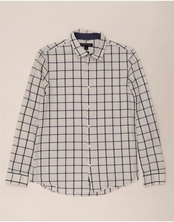 Camisa masculina slim fit Michael Kors xadrez branco médio