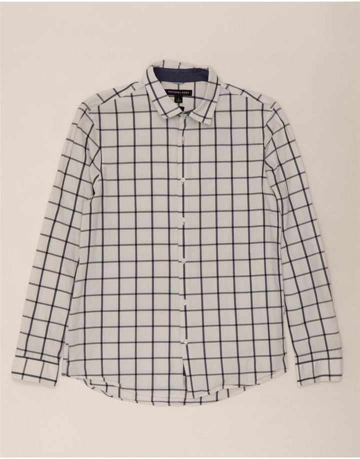 Camisa masculina slim fit Michael Kors xadrez branco médio