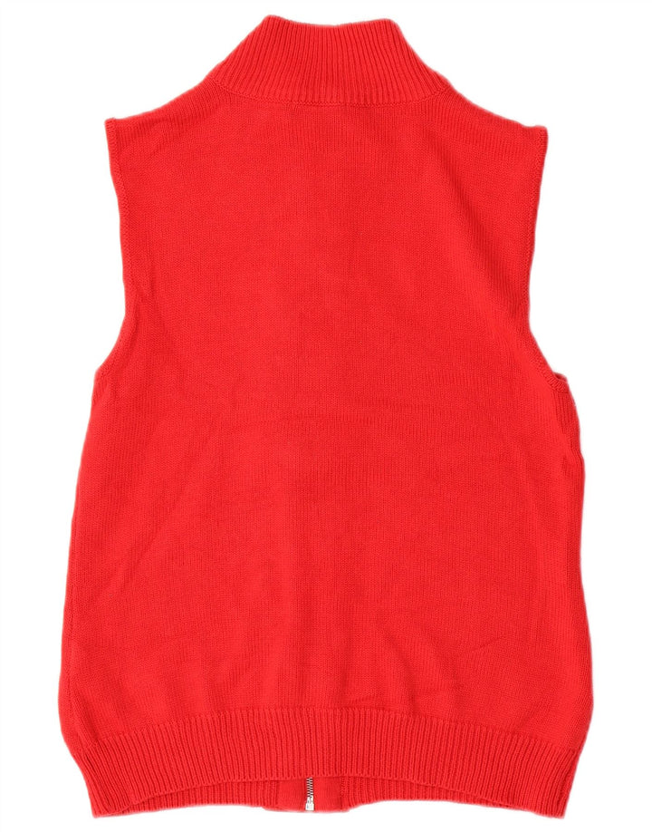 Suéter cardigã feminino sem mangas CHAPS Reino Unido 16 grande algodão vermelho