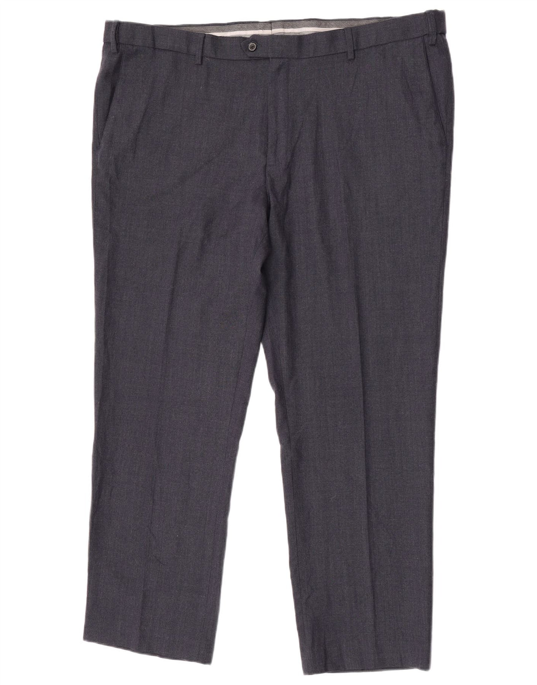 Calça masculina de ajuste regular Marks & Spencer W44 L31 lã azul marinho