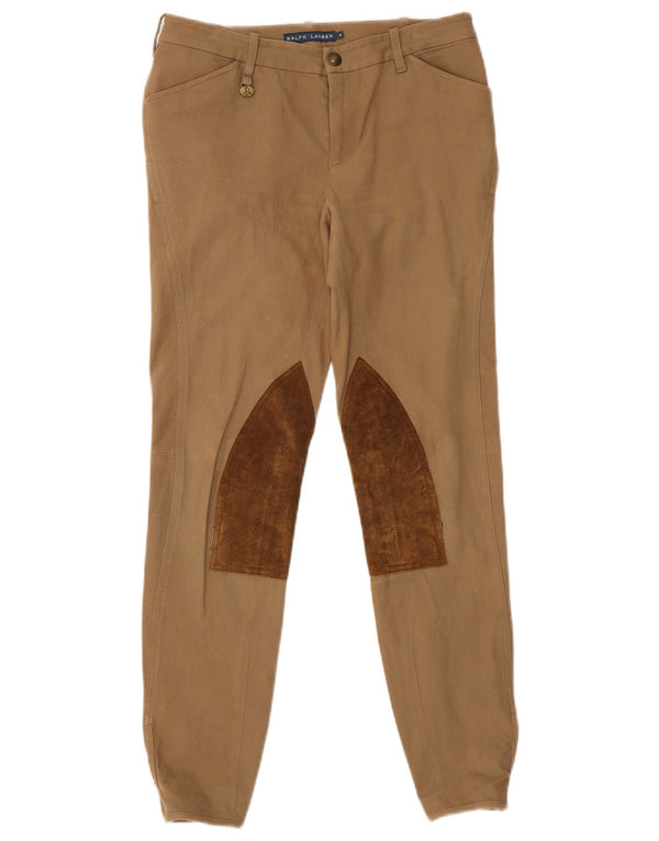 Calça de equitação feminina Ralph Lauren US 4 pequena W28 L27 marrom colorblock