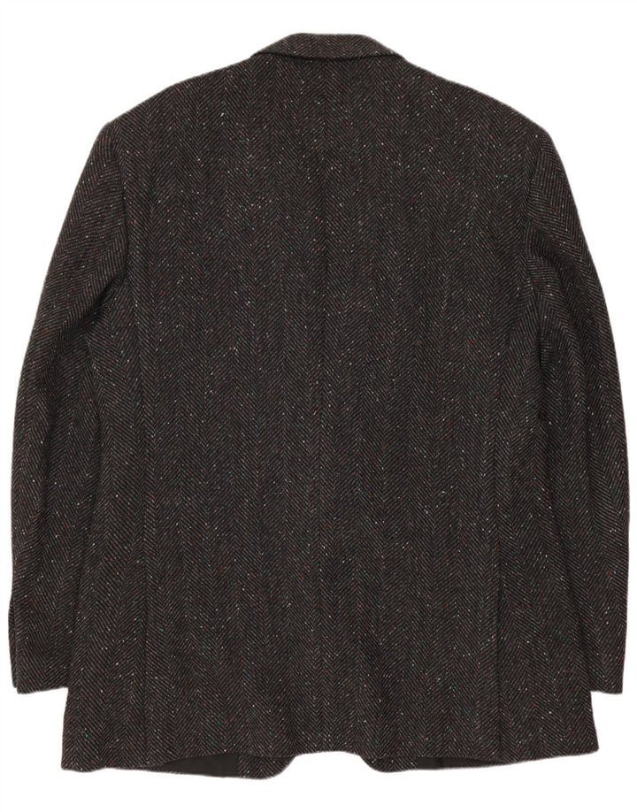 Jaqueta Blazer Cacharel Masculina com 2 Botões IT 52 XL Lã Espinha de Peixe Cinza