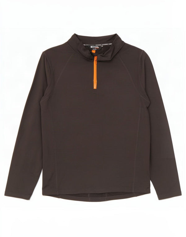 Mountain Warehouse Camiseta masculina IsoCool com zíper e manga comprida cinza médio