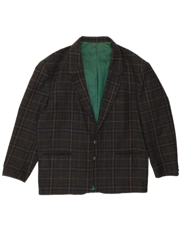 Jaqueta blazer masculina VINTAGE com 2 botões IT 54 2XL lã xadrez cinza