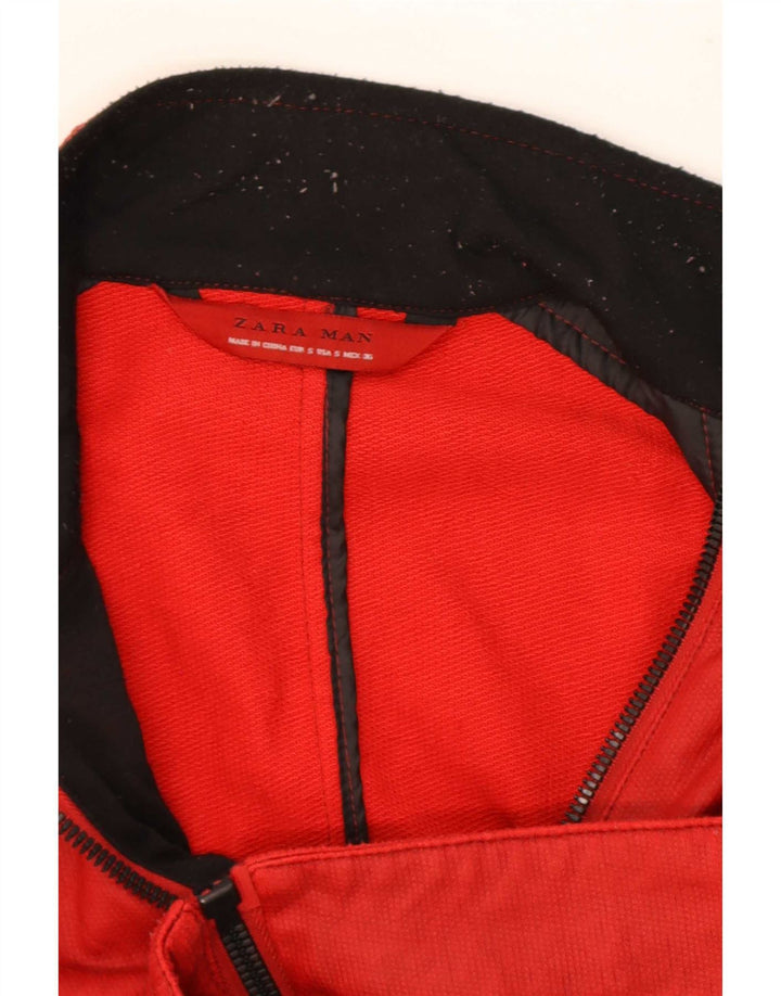 Jaqueta utilitária masculina Zara UK 36 poliéster vermelho pequeno