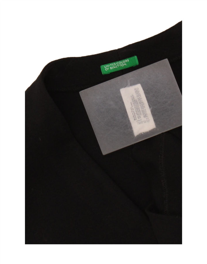 Suéter feminino Benetton Longline aberto cardigan Reino Unido 14 lã preta média