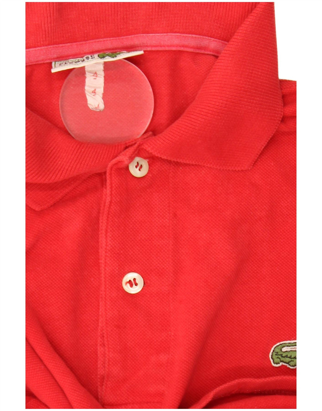 Camisa polo masculina de manga comprida Lacoste tamanho 4 médio algodão vermelho
