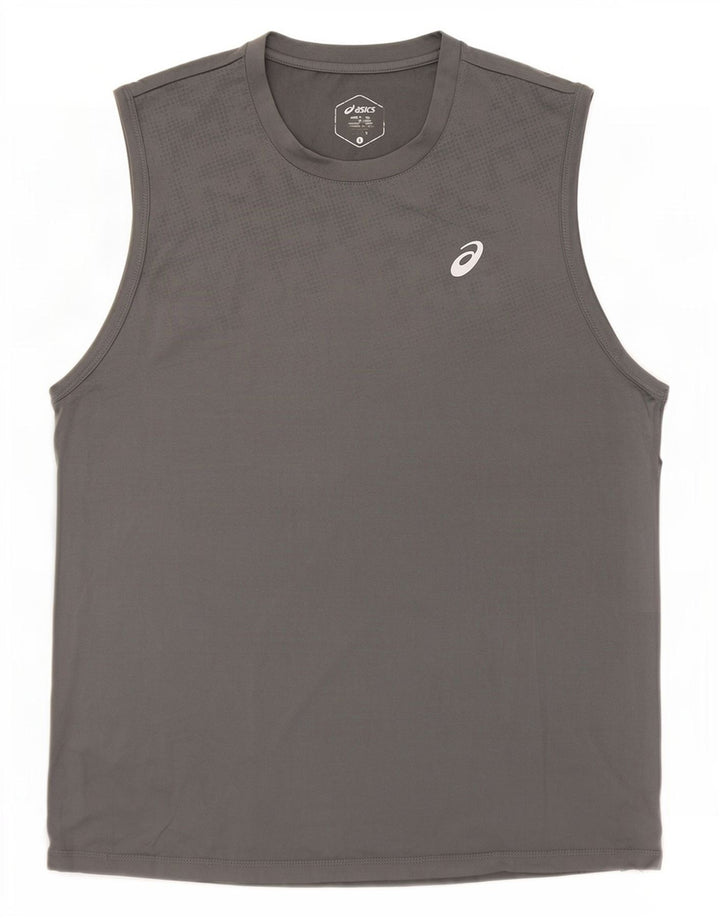 Asics Mens Graphic Vest Top Grande Cinza Poliéster