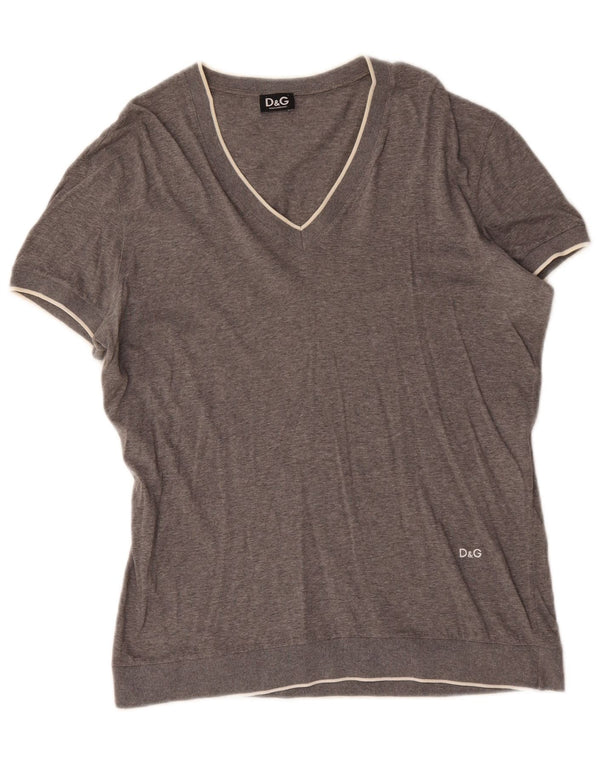 Camiseta masculina Dolce & Gabbana Top cinza médio algodão manchado