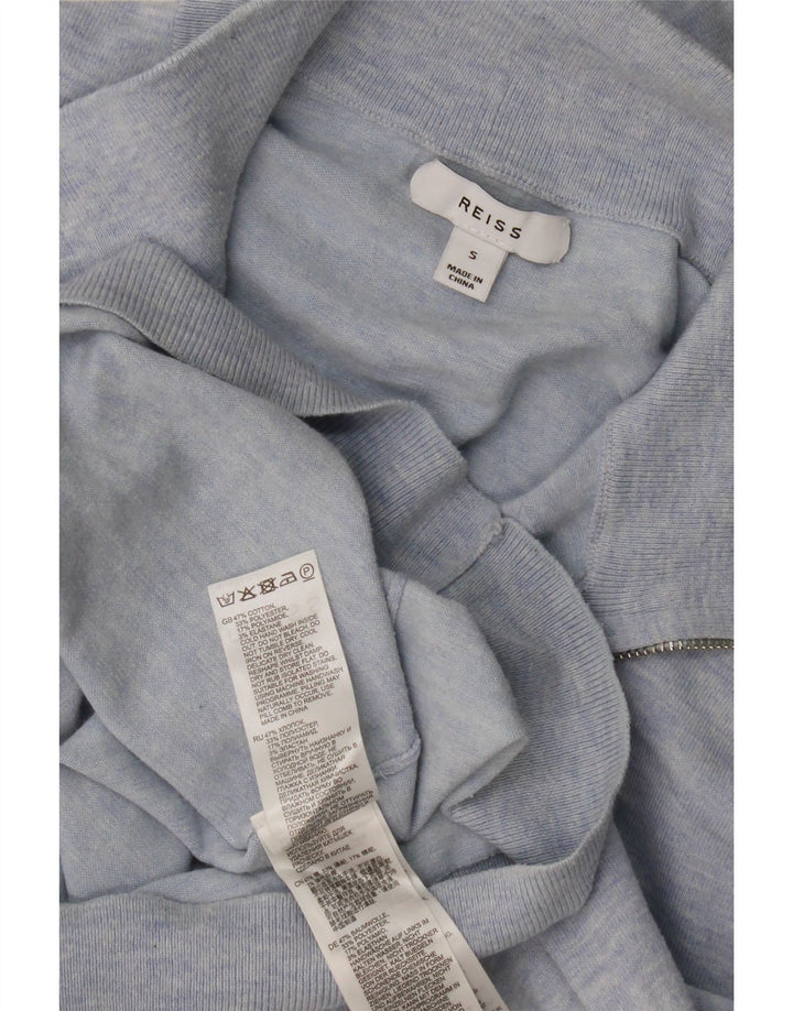 Suéter masculino Reiss com zíper e gola pequena de algodão azul