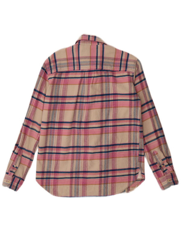 Camisa feminina de flanela com palangre Jack Wills Reino Unido 10 algodão xadrez rosa pequeno