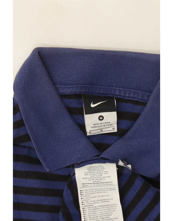Camisa polo masculina Nike Inter de Milão média azul marinho listrada de algodão