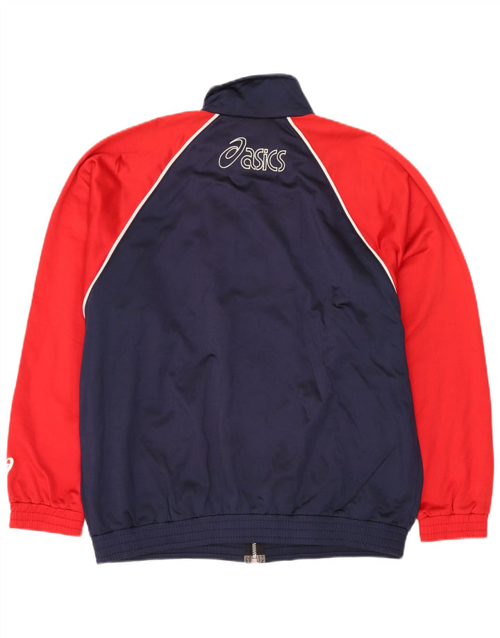ASICS Mens Graphic Tracksuit Top Jaqueta Médio Azul Marinho Colorblock