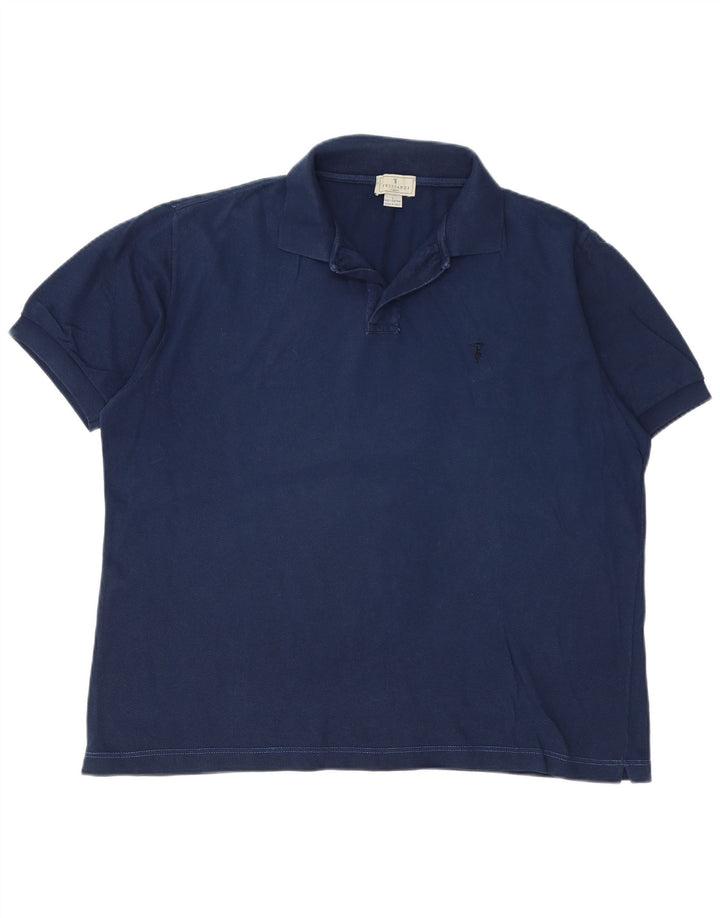 Camisa polo masculina Trussardi grande algodão azul marinho