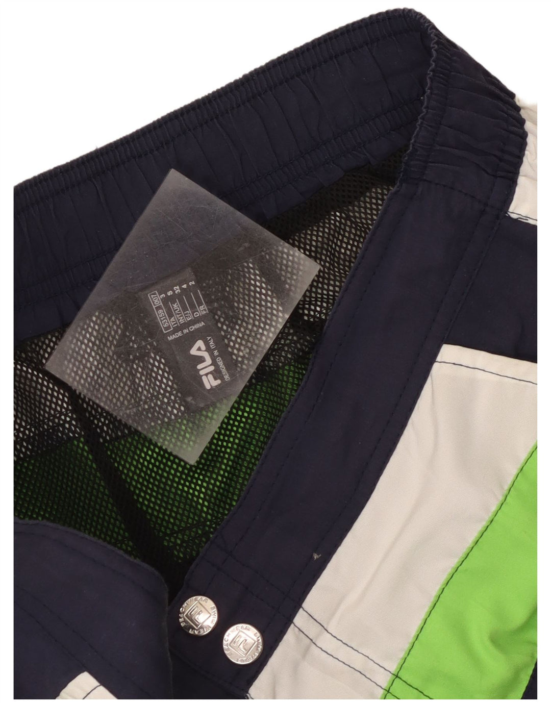 Shorts de natação masculino Fila Graphic pequeno poliéster colorblock azul marinho