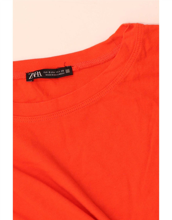 Camiseta feminina Zara Top UK 10 pequena laranja