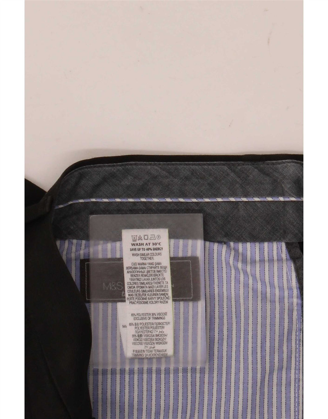 Calça masculina de terno reto Marks & Spencer sob medida W30 L33 preta