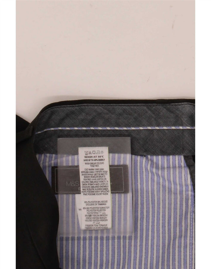 Calça masculina de terno reto Marks & Spencer sob medida W30 L33 preta