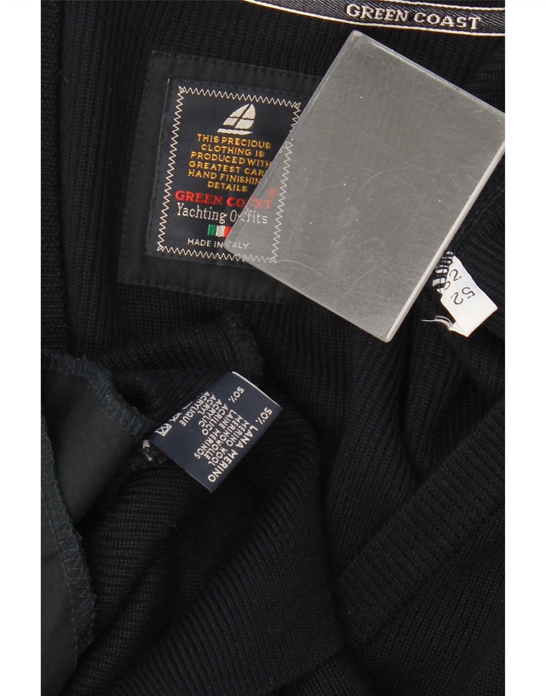 Suéter cardigã masculino GREEN COAST IT 52 grande lã merino preta