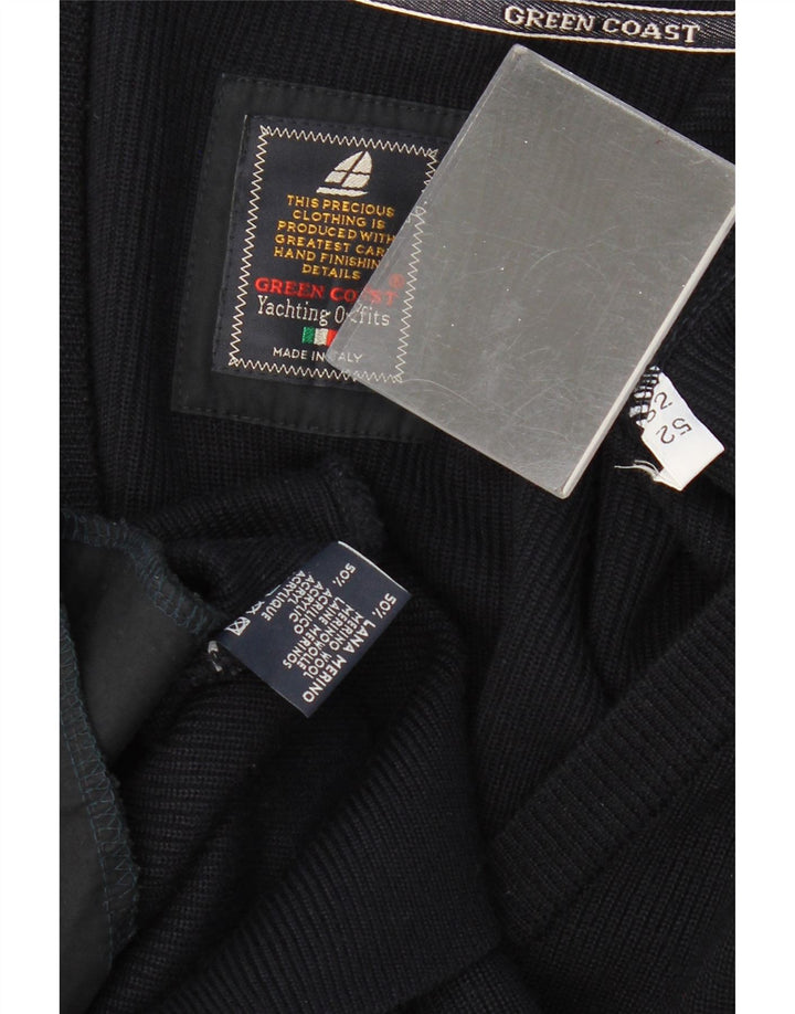 Suéter cardigã masculino GREEN COAST IT 52 grande lã merino preta