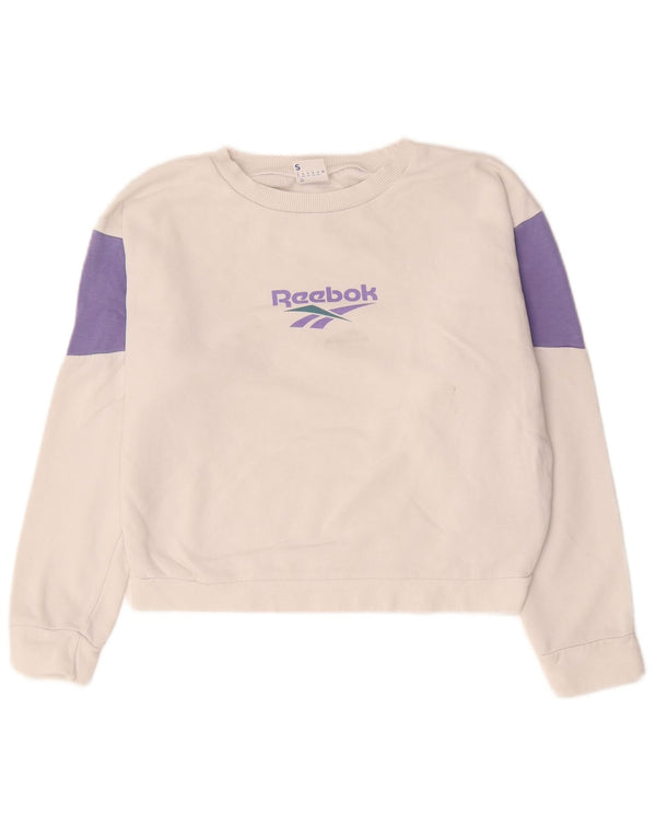 Suéter Reebok Feminino Oversized Crop Jumper UK 8/10 Pequeno Branco