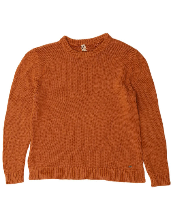 O'Neill Womens Crew Neck Jumper Sweater UK 14 Medium Orange Cotton