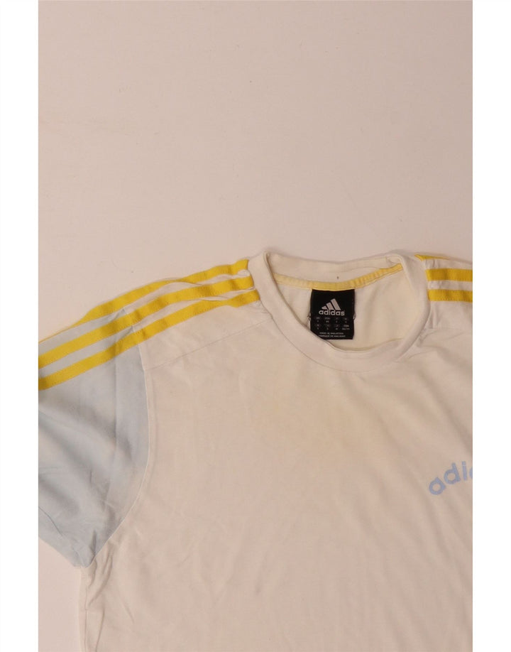 ADIDAS Mens T-Shirt Top Pequeno Algodão Colorblock Branco
