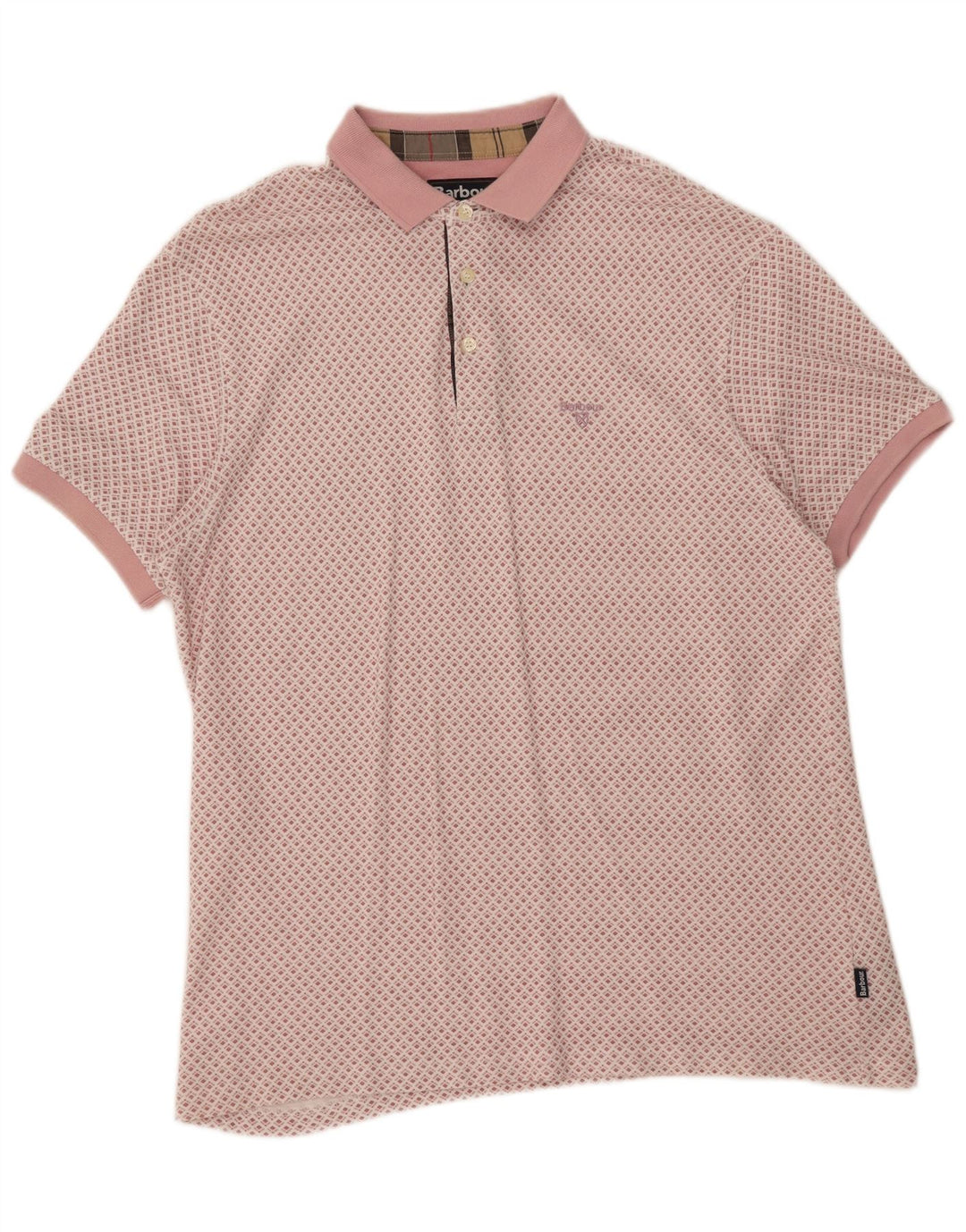 Camisa polo masculina BARBOUR grande algodão manchado rosa