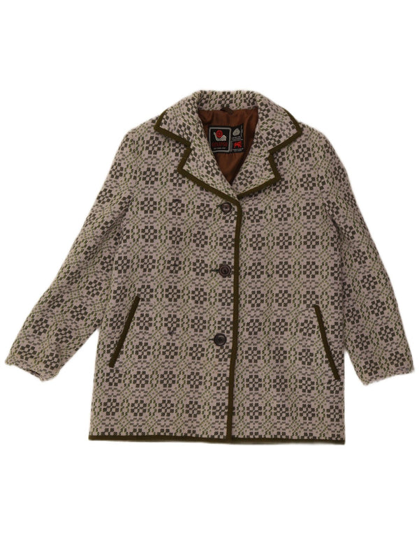 Jaqueta Blazer Feminina Eclipse com 3 Botões Reino Unido 14 Lã Geométrica Cinza Médio