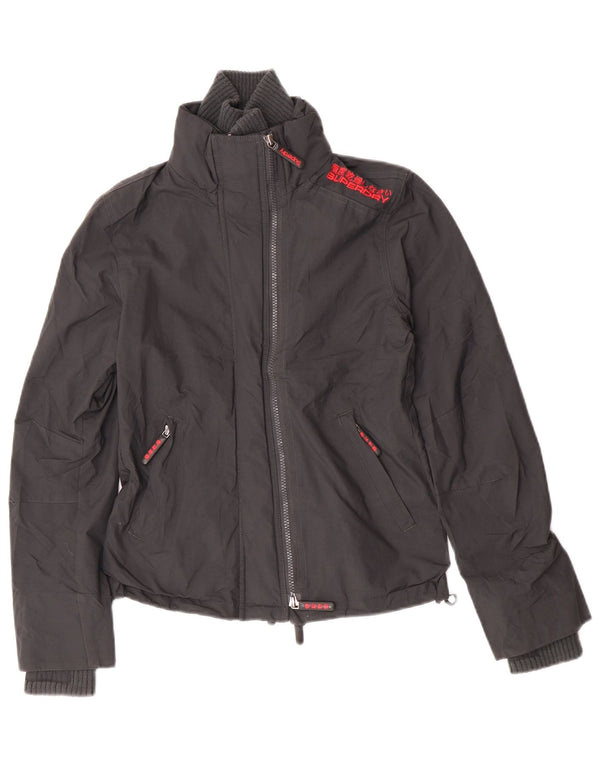 Jaqueta de chuva feminina Superdry Graphic UK 10 pequena cinza nylon