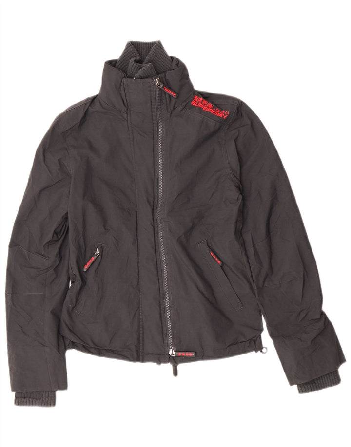 Jaqueta de chuva feminina Superdry Graphic UK 10 pequena cinza nylon