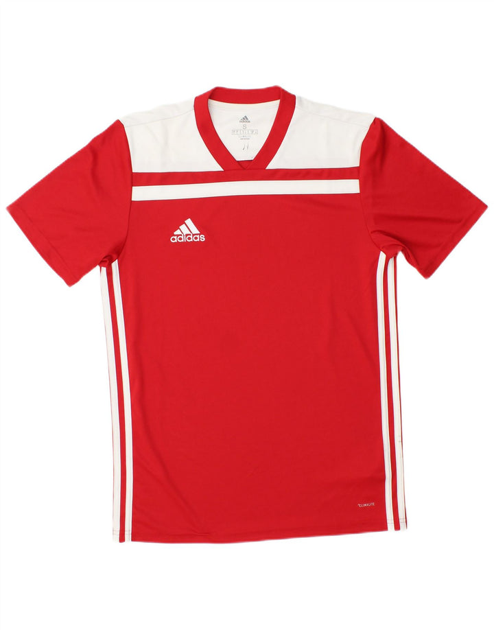 Adidas Mens Climalite Camiseta Top Pequeno Poliéster Colorblock Vermelho