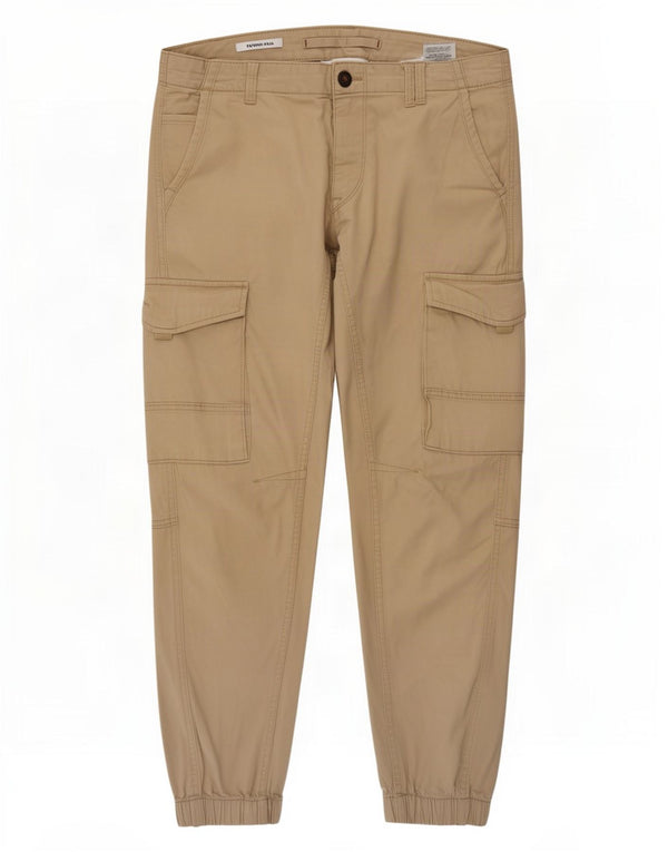 Calça cargo masculina Jack & Jones Paul Tapered W32 L28 algodão bege