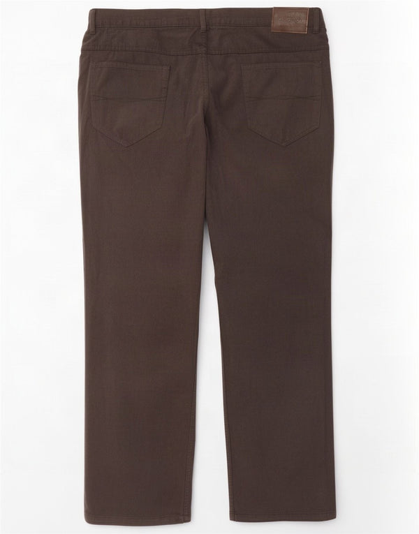 Calça masculina reta de veludo cotelê Marks & Spencer W42 L31 algodão marrom
