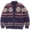 Suéter cardigã masculino vintage médio azul Fair Isle