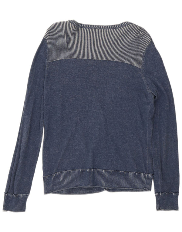 Suéter cardigã feminino Esprit UK 18 XL algodão listrado azul