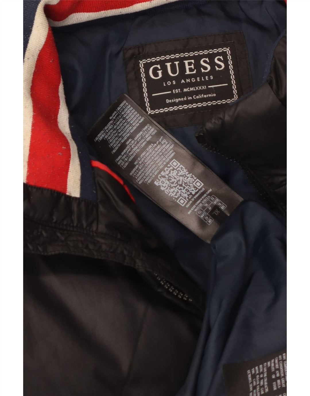 Jaqueta acolchoada masculina Guess UK 42 XL poliéster preto