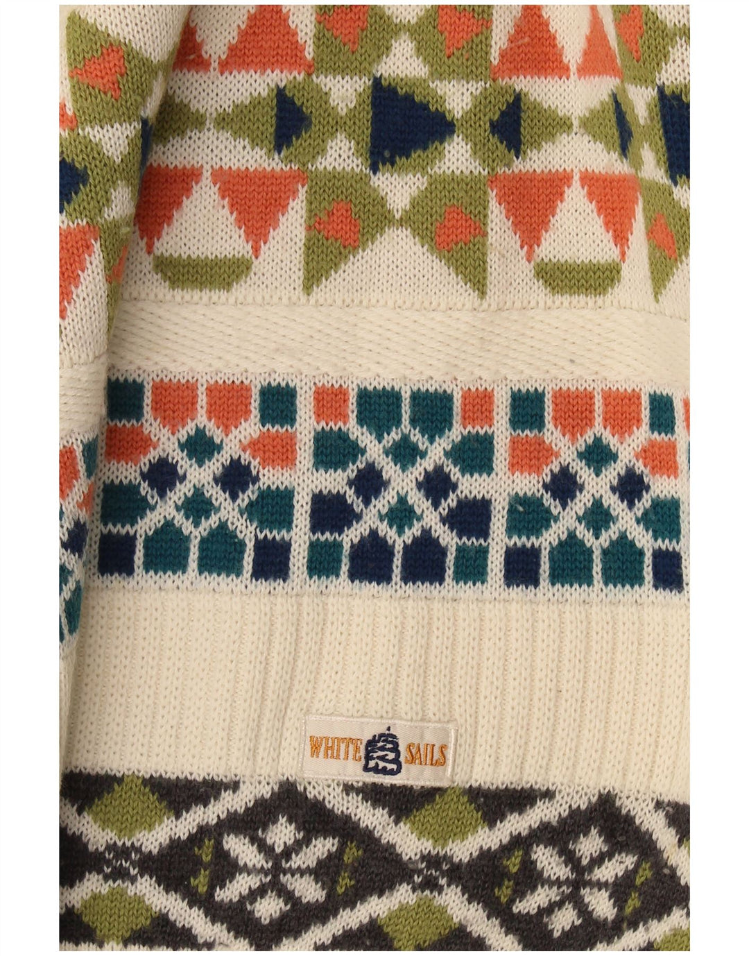 Suéter masculino White Sails com gola redonda, grande bege geométrico